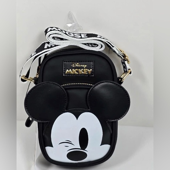 Disney Handbags - NWT Disney Mickey Mouse Black and White Crossbody Bag with Guitar Strap